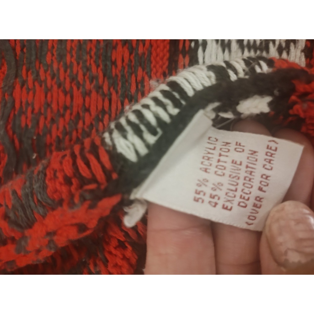 Vintage 1991 Susan Bristol Christmas Sweater L Reindeer Fair Isle Red Nordic - Picture 6 of 6